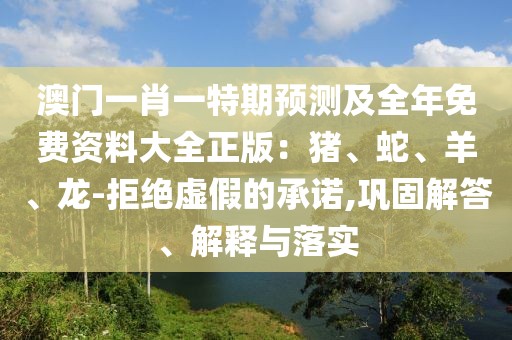 澳門一肖一特期預(yù)測及全年免費(fèi)資料大全正版：豬、蛇、羊、龍-拒絕虛假的承諾,鞏固解答、解釋與落實(shí)
