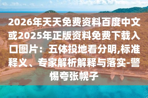 2026年天天免費資料百度中文或2025年正版資料免費下載入口圖片：五體投地看分明,標準釋義、專家解析解釋與落實-警惕夸張幌子