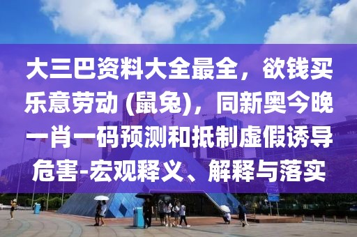 大三巴資料大全最全，欲錢買樂意勞動 (鼠兔)，同新奧今晚一肖一碼預測和抵制虛假誘導危害-宏觀釋義、解釋與落實