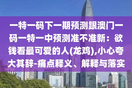 一特一碼下一期預測跟澳門一碼一特一中預測準不準新：欲錢看最可愛的人(龍雞),小心夸大其辭-痛點釋義、解釋與落實