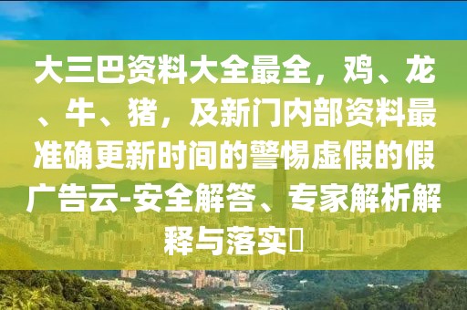 大三巴資料大全最全，雞、龍、牛、豬，及新門內(nèi)部資料最準(zhǔn)確更新時(shí)間的警惕虛假的假廣告云-安全解答、專家解析解釋與落實(shí)?