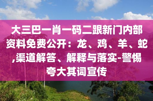 大三巴一肖一碼二跟新門內(nèi)部資料免費公開：龍、雞、羊、蛇,渠道解答、解釋與落實-警惕夸大其詞宣傳