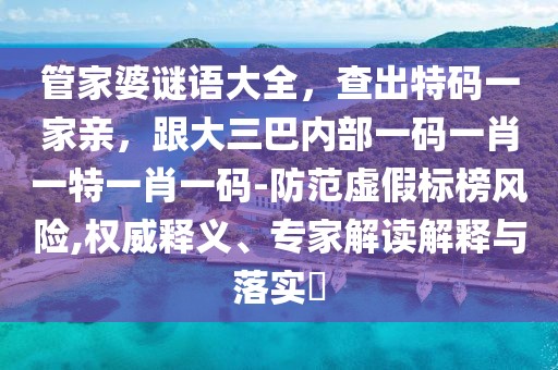 管家婆謎語大全，查出特碼一家親，跟大三巴內(nèi)部一碼一肖一特一肖一碼-防范虛假標榜風險,權威釋義、專家解讀解釋與落實?