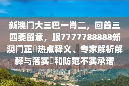 新澳門大三巴一肖二，回首三四要留意，跟7777788888新澳門正粄熱點(diǎn)釋義、專家解析解釋與落實(shí)?和防范不實(shí)承諾