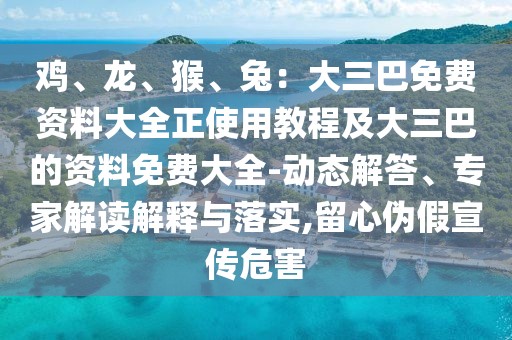 雞、龍、猴、兔：大三巴免費資料大全正使用教程及大三巴的資料免費大全-動態(tài)解答、專家解讀解釋與落實,留心偽假宣傳危害