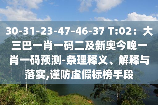 30-31-23-47-46-37 T:02：大三巴一肖一碼二及新奧今晚一肖一碼預測-條理釋義、解釋與落實,謹防虛假標榜手段