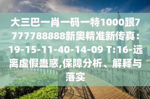 大三巴一肖一碼一特1000跟7777788888新奧精準(zhǔn)新傳真：19-15-11-40-14-09 T:16-遠離虛假蠱惑,保障分析、解釋與落實