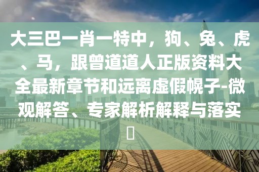 大三巴一肖一特中，狗、兔、虎、馬，跟曾道道人正版資料大全最新章節(jié)和遠離虛假幌子-微觀解答、專家解析解釋與落實?