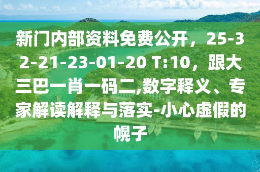 新門內(nèi)部資料免費(fèi)公開，25-32-21-23-01-20 T:10，跟大三巴一肖一碼二,數(shù)字釋義、專家解讀解釋與落實(shí)-小心虛假的幌子
