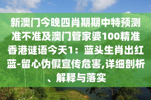 新澳門(mén)今晚四肖期期中特預(yù)測(cè)準(zhǔn)不準(zhǔn)及澳門(mén)管家婆100精準(zhǔn)香港謎語(yǔ)今天1：藍(lán)頭生肖出紅藍(lán)-留心偽假宣傳危害,詳細(xì)剖析、解釋與落實(shí)