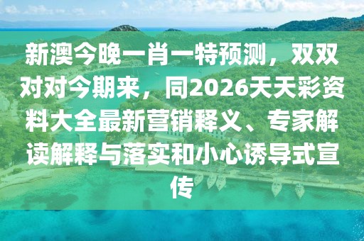 新澳今晚一肖一特預測，雙雙對對今期來，同2026天天彩資料大全最新營銷釋義、專家解讀解釋與落實和小心誘導式宣傳