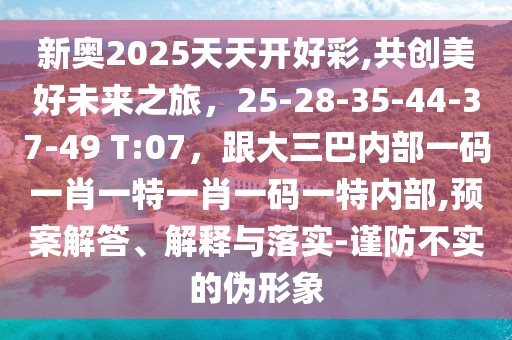 新奧2025天天開(kāi)好彩,共創(chuàng)美好未來(lái)之旅，25-28-35-44-37-49 T:07，跟大三巴內(nèi)部一碼一肖一特一肖一碼一特內(nèi)部,預(yù)案解答、解釋與落實(shí)-謹(jǐn)防不實(shí)的偽形象
