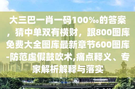 大三巴一肖一碼100‰的答案，猜中單雙有橫財，跟800圖庫免費大全圖庫最新章節(jié)600圖庫-防范虛假鼓吹術,痛點釋義、專家解析解釋與落實
