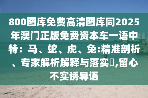 800圖庫免費高清圖庫同2025年澳門正版免費資本車一語中特：馬、蛇、虎、兔:精準(zhǔn)剖析、專家解析解釋與落實?,留心不實誘導(dǎo)語