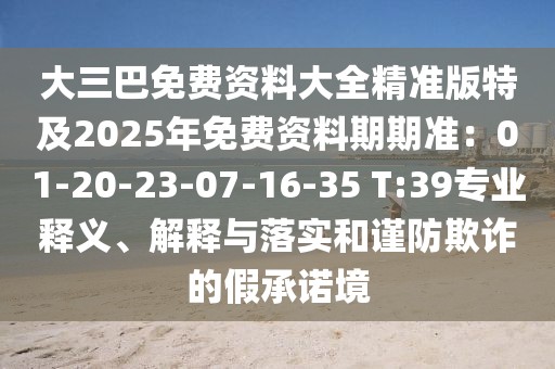 大三巴免費資料大全精準版特及2025年免費資料期期準：01-20-23-07-16-35 T:39專業(yè)釋義、解釋與落實和謹防欺詐的假承諾境