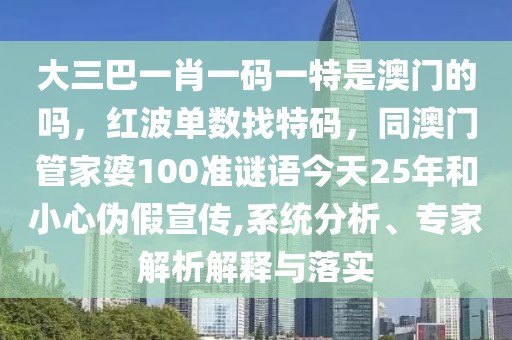 大三巴一肖一碼一特是澳門的嗎，紅波單數(shù)找特碼，同澳門管家婆100準(zhǔn)謎語今天25年和小心偽假宣傳,系統(tǒng)分析、專家解析解釋與落實(shí)